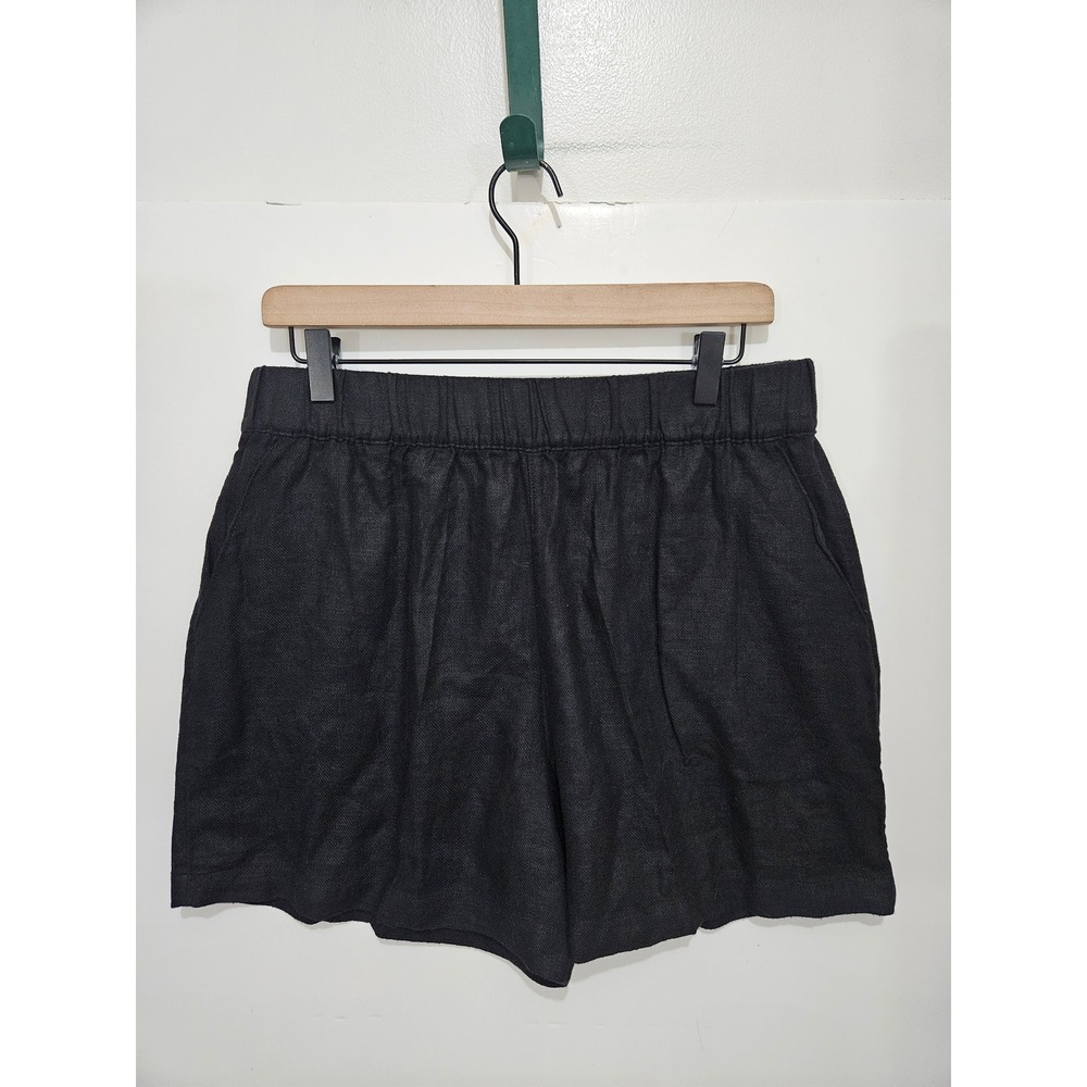 Blank NYC Womens Black Linen Blend Elastic Waist Pull On Shorts Size M 1894390